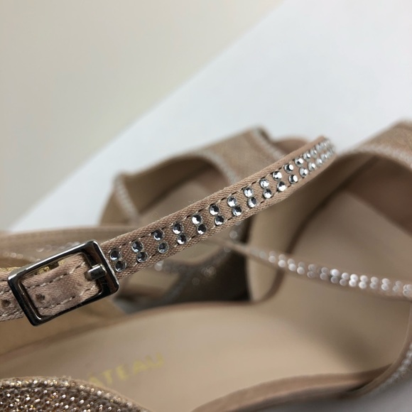 Le Chateau Nude Glitter Ankle Strap Heels - Picture 8 of 10